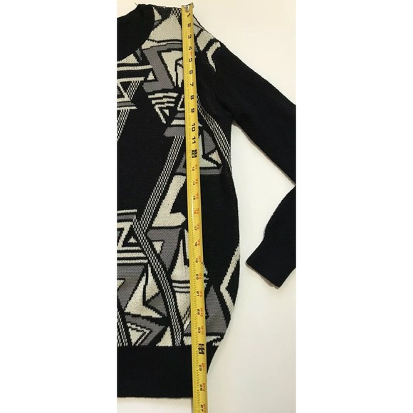 Ecote Womens Geometric Pattern Oversize Pullover Sweater Black Gray Small S - Picture 11 of 12